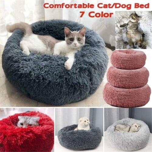 Round Bed Dog Breathable Dog Bed Sofa Plush Kennel Cat House Cat Plush Dog Basket Pet House Non-Slip Warm Sleep Bed Pet Nest