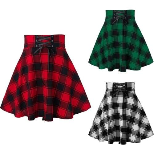 Faldas Harujuku Plaid 2021 Women Fashion Sexy Casual Lattice Printing Splicing Frenulum Plus Size A-line Mini Skirt