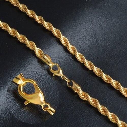 Fashon 2mm Gold / Silver Color Twisted Rope Chain Necklace 16" 18" 20" 22" 24" 26" 28" 30"