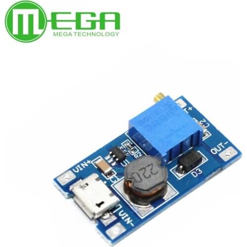 MT3608 DC-DC Adjustable Boost Module 2A Boost Plate 2A Step Up Module with MICRO USB 2V - 24V to 5V 9V 12V 28V LM2577