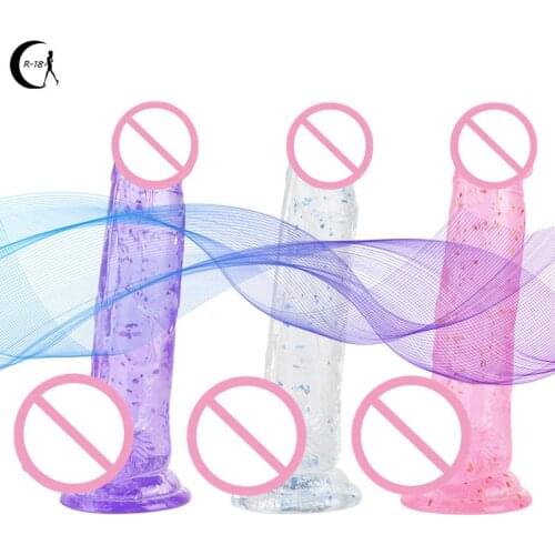 Soft Dildo Erotic Adults Sex Toys for Woman Female Colorful Rainbow Transparent Silica Gel Simulation Penis G-Spot Simulation
