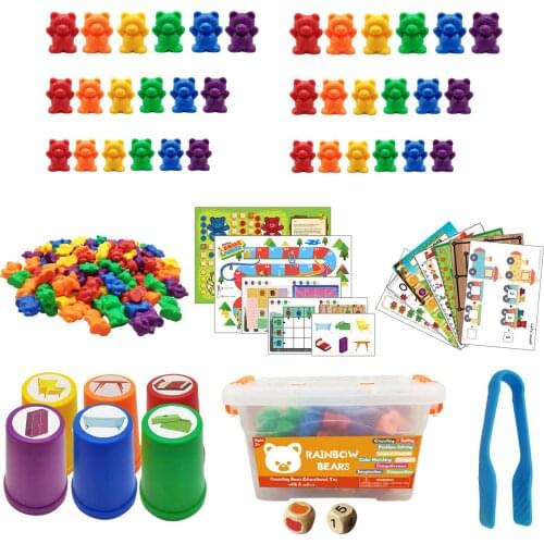 Rainbow Counting Bears Toy Set Number Color Recognition Game Ability Train Play and Learn Early Educational Toy Safe Non-toxic