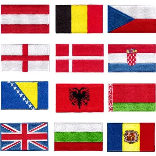 6.3x3.8cm National flags all over the world Patch Embroidered For Clothes UK Denmark Embroidered Patches For Jacket Clothes