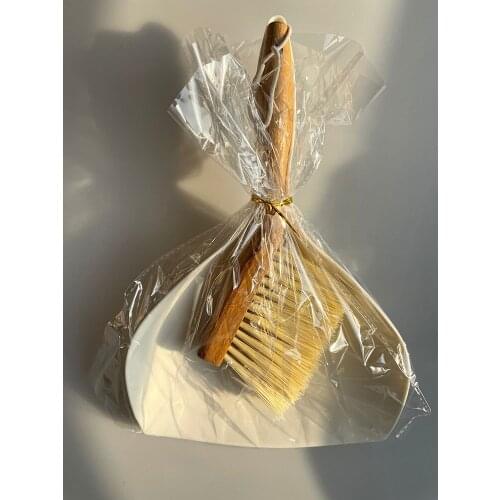 Desktop cleaning set mini bamboo broom dustpan combination set household pet small broom pinch trash shovel broom and dustpan