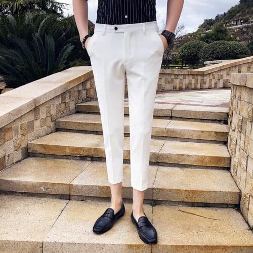 New Spring and Summer New Boutique Fashion Solid Color Casual Business Mens Suit Pants / Men Slim Casual Ankle Length Pants