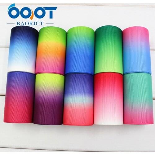 OOOT BAORJCT 3'' 75mm Solid color gradient Printed grosgrain ribbon,DIY handmade,Wedding decoration materials