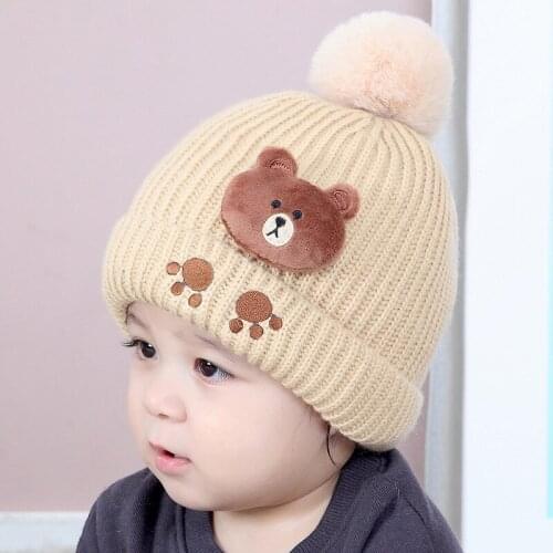 Unisex Boy Girl Kids Autumn Winter Warm Bear Hat Cute Winter Baby Wool Hat Knit Cap Cartoon