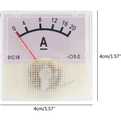 Square Shape Current Test Mechanical Pointer Type DC Panel Meter DC 0-20A 91C16 K0AB