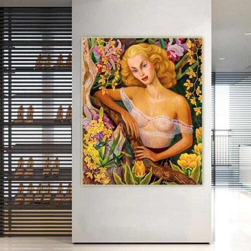 Diego Rivera《Portrait Of Linda Christian》Canvas Art Oil Painting Artwork Picture Wall Hanging Decor Home Living Room Decoration