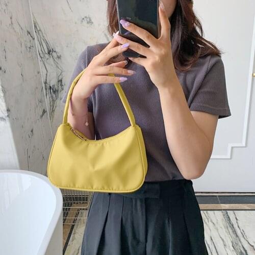 Women Casual Nylon Handbag Fashion Solid Color Daily Underarm Shoulder Purses Female Simple Daily Travel Zipper Bags