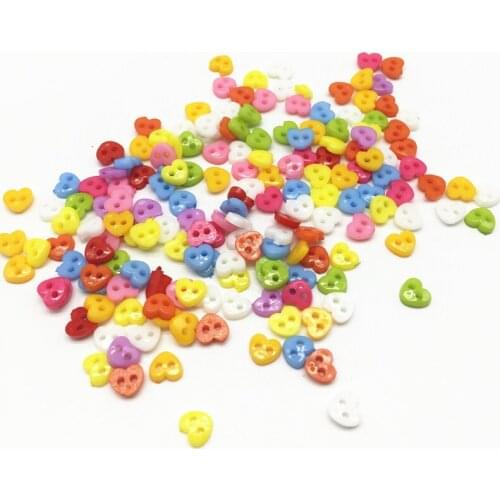 400pcs 6mm Plastic Mixed Heart Mini Buttons Sewing 2 Hole Tiny Doll Clothing Button For Scrapbooking