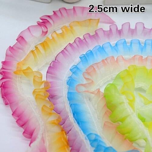 Rainbow Gradient Crystal Chiffon Tulle Lace Fabric Accessories DIY Clothes Cloth Handmade Doll Petticoat Home Textile Decor Trim