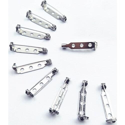 Silver Jewelry Accessories DIY Iron Brooch Base Back Badge Holder Safe Lock Jewelry Findings The Brooch Base 4 Sizes 20PCS