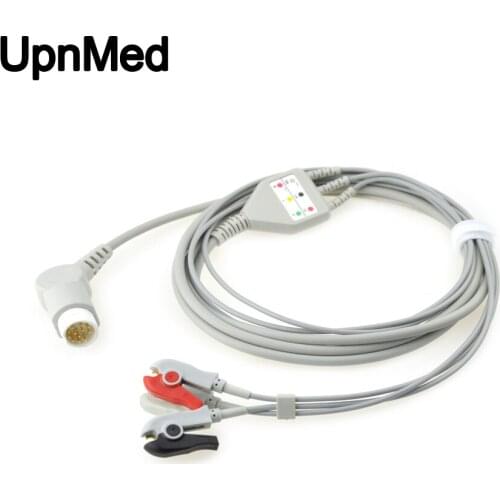 Compatible 3 lead ecg cable with Clip/Grabber for M1981A ECG patient monitor, 12 pin