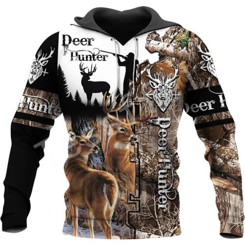 Tessffel Deer Hunting Camo 3D All Over Printed New Mens Sweatshirt Harajuku Zipper Hoodie Casual Unisex Jacket Pullover S-21