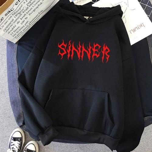 Gothic hooded sweatshirt Harajuku letter print casual punk style pullover oversize loose streetwear hooded womens sweatshirt