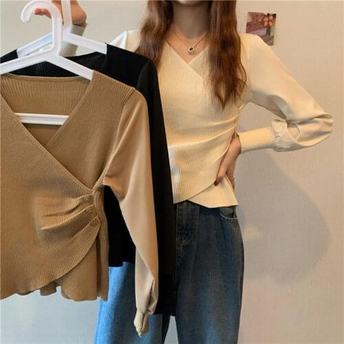 Cropped Bare Midriff New Fashion Girl Spring Summer Knitted Pullovers Slim Short Sweater Women Clothing