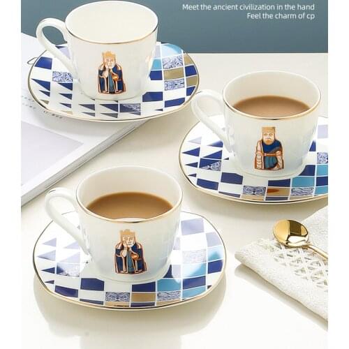 Vintage The British Museum King Queen Coffee Cup And Saucer Tea Milk Mug Modern Room Decoration Ceramic Western