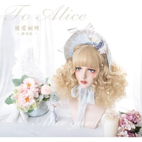 High Quality Short hair female doll curly hair "toAlice" Harajuku soft girl daily lolita wig