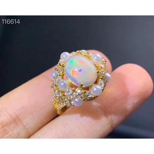 3ct Natural opal woman rings change 925 silver Gold Plated beautiful ring