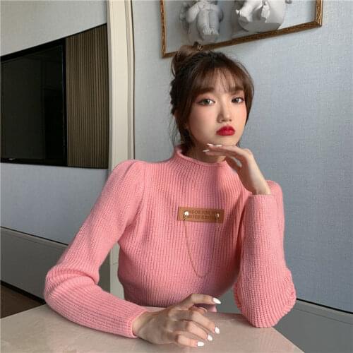 Woman Sweaters 2020 nian Autumn Winter Female High Collar Short Section Sweater Top Mens Sweaters Femme Chandails Pull Hiver