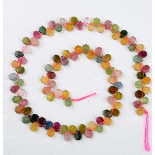 1 Strands Natural Multi Color Tourmaline Briolette Dripping Shape 15.5" Strand