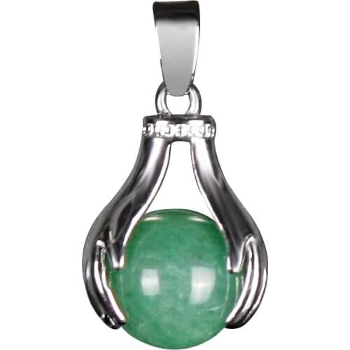 1pcs High Quality Hand of God 12mm Ball Pendants Natural Crystal Quartz Pendant Necklace Charms Jewelry Healing Energy Pendulum