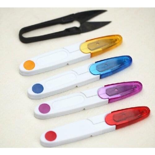 10pcs steel Sewing scissors/colored steel scissor/thread yard scissors/sping scissors with cover safer DIY tools free shipping