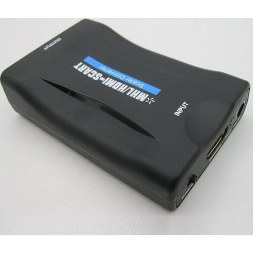 1080P HDMI to SCART Video Audio Upscale Converter AV Signal Adapter HD Receiver TV DVD US/EU Power Plug new