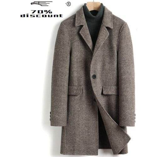 2020 New Wool Coat Men Autumn Winter Woolen Jacket Men Long Overcoat Mens Coats and Jackets Abrigo Hombre 4525 KJ3622