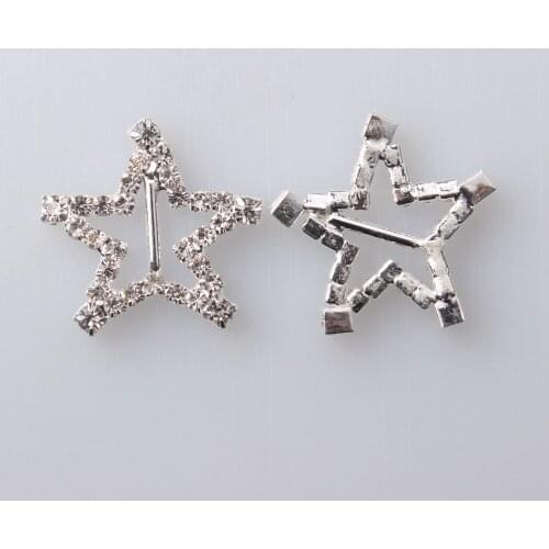 22mm 9/10" Silver Heart Rhinestone Embellishment DIY Accessories Decoration Buckle For Wedding Invitation Card For Ribbon Slider