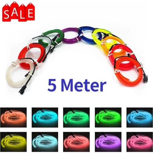 5M Car Interior Accessories Atmosphere Lamp EL Cold LED Light Strip USB Neon Decorative Dashboard Console Auto LED Ambient Light