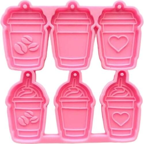 6 Coffee Cups Keychain Epoxy Resin Mold Earrings Pendant Casting Silicone Mould DIY Crafts Jewelry Casting Tools