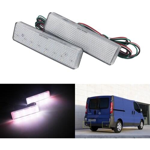 ANGRONG 2x LED Rear Bumper Reflector Tail Stop Brake Light Lamps Clear Lens Red For Renault Master Trafic