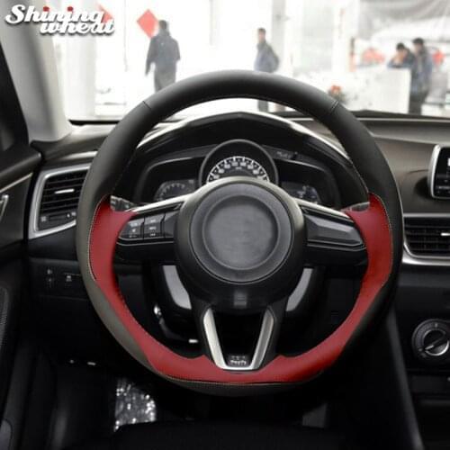 Shining wheat Hand-stitched Steering Wheel Cover for Mazda 3 CX-5 2017 Mazda CX-9 2016 2017