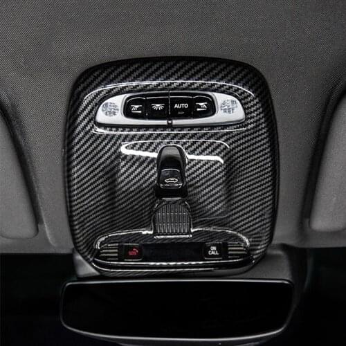 Carbon Fiber Color Car Front Reading Lamp Frame Decoration Sticker Trim For Volvo XC60 2018 Interior Roof Light Accessories