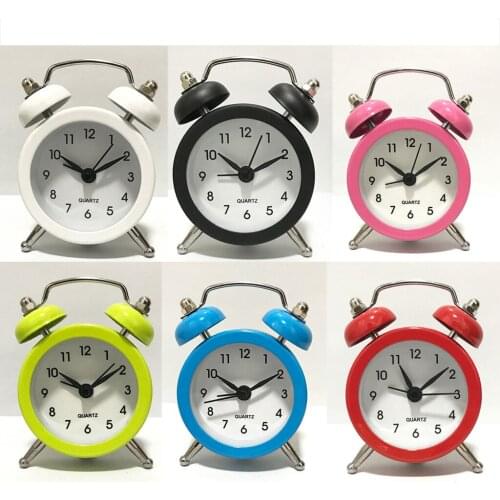 Home Office Outdoor Portable Mini Quartz Dial Number Round Desk Alarm Clock Choice Colors
