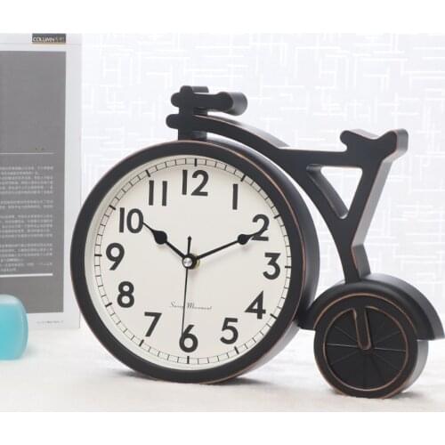 Hot Sale Fashion Bicycle Table Clock Home Decoration Living Room Office Desk Clock Plastic Silent Quartz Bedroom Clock Vintage