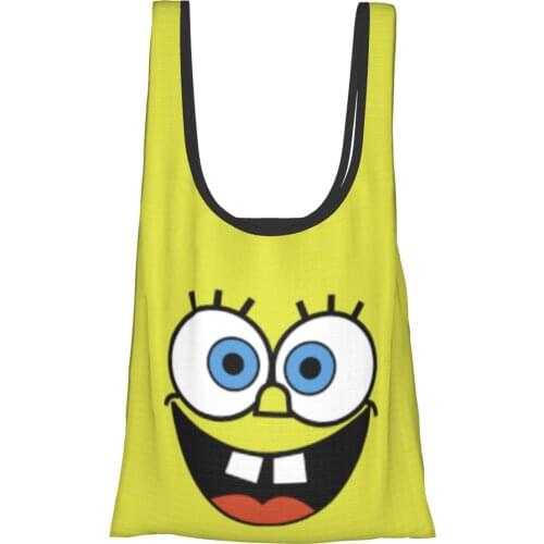Sponge Baby Bag Woman Cheap Fold eco-friendly Bag Animes square pants Ins Shipping Bag