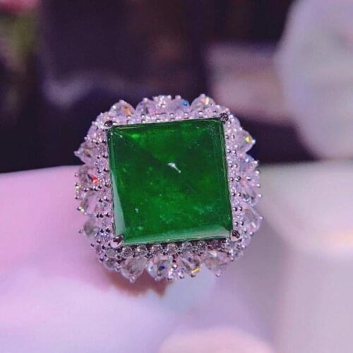 H1207 Emerald Ring 13.87ct Pure 18 K Gold Jewelry Nature Green Emerald Diamond Female Rings for women Fine Ring