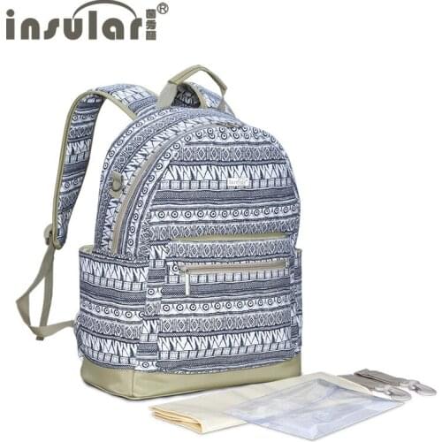 Printed Canvas Waterproof Backpack Baby Diaper Bag Mummy Bag Maternity Package