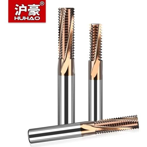 HUHAO 1pc Round Shank 3 Flutes Thread Router Bits for Steel CNC Engraving Cutters Carbide Alloy Tools Milling Cutter Multi-size
