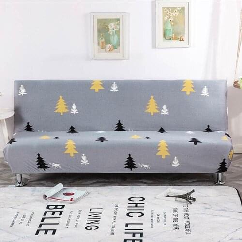 INS Trees Light Grey Stretch Elastic No Armrest Sofa Cover Armless Slip Cover Polyester/Spandex Parlour Living Room