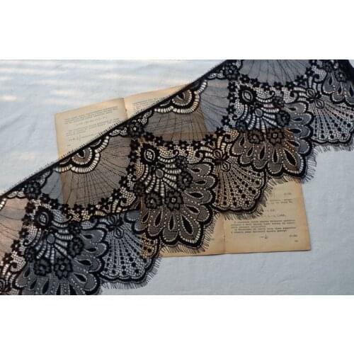 Black Lace Trim, Off White Lace Trim, Lace Trim, Tulle Lace Trim, Scalloped Lace Trim, Soft French Lace 9.8 inches Wide 3 Yards