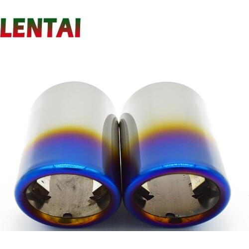 LENTAI 2PC Car Stainless steel Exhaust Tip Muffler Pipe Cover For Audi A4 B8 A6 C6 Accessories For Audi A3 A5 Q5 Q7 Q3 A1 S line