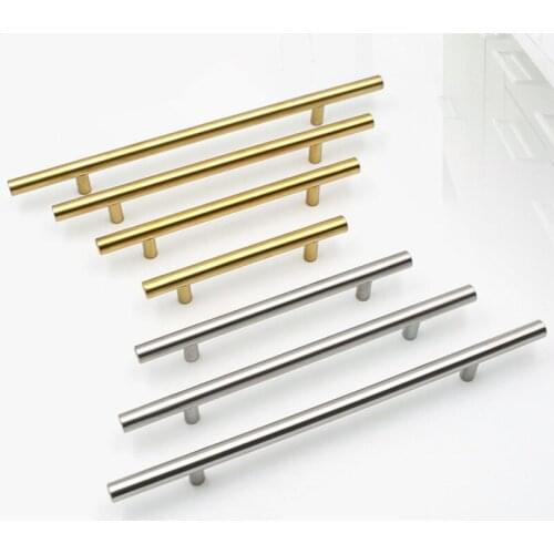 Brushed Black Straight Cupboard Handles Knobs Stainless Steel Brushed Black Gold Kitchen Door Handles Cabinet Pull