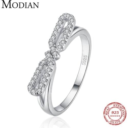 Modian 100% Real 925 Sterling Silver Geometric Fashion Finger Rings For Women Sparkling Clear CZ Brand Fine Accessories Jewelry