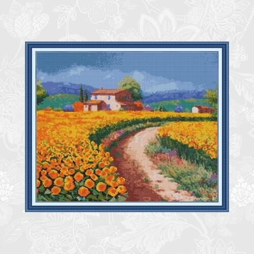 Garden Cottage Cross-stitch Partten DMC 14CT Printed Fabric 11CT Canvas Chinese Cross Stitch Kits Embroidery Needlework Sets