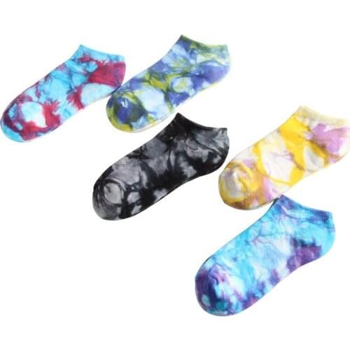 Newest Design Fashion Tie Dyed Socks Low Cut Running Cotton Unisex Sports Socks