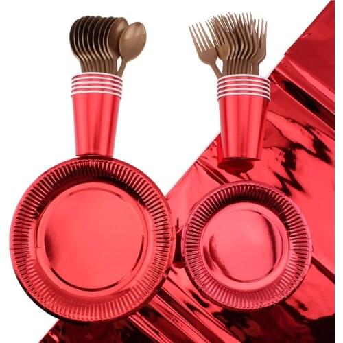 51pc/Set Red Hot Stamping Theme Party Tableware Birthday Decoration Baby Shower Napkins Cups Disposable Tableware Party Supplies